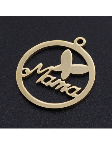 Colgante Mama Con Mariposa Dorado