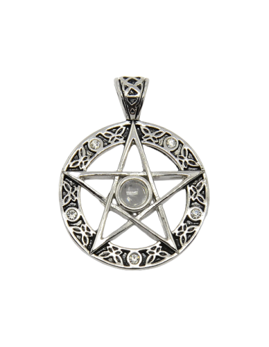 Colgante Pentagrama con cuarzo blanco
