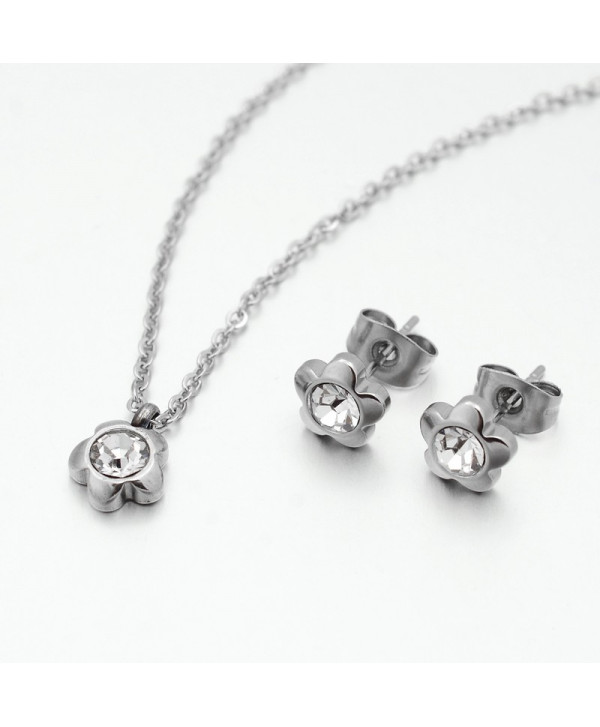 Conjunto colgante y pendientes flor.