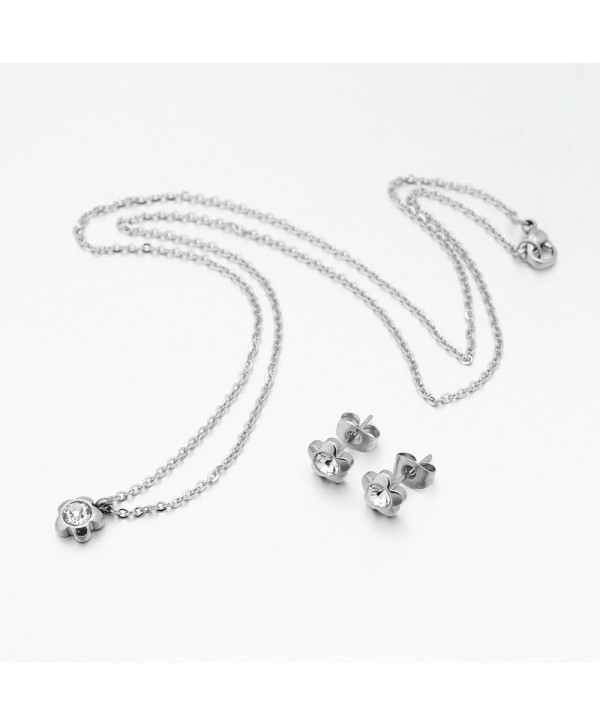 Conjunto colgante y pendientes flor.