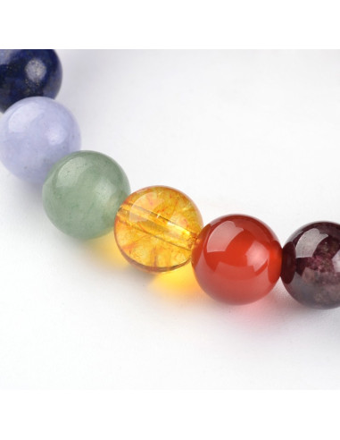 Pulsera Bolas 7 Chakras y Ágata Negra