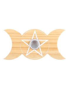 Porta vela Triple Luna madera 2