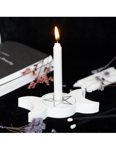 Porta vela Triple Luna Blanco