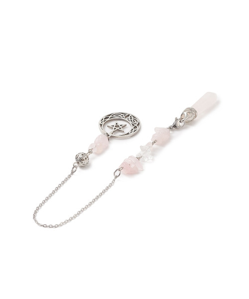 Péndulo Cuarzo Rosa con Pentagrama...