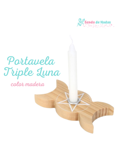 Porta vela Triple Luna madera