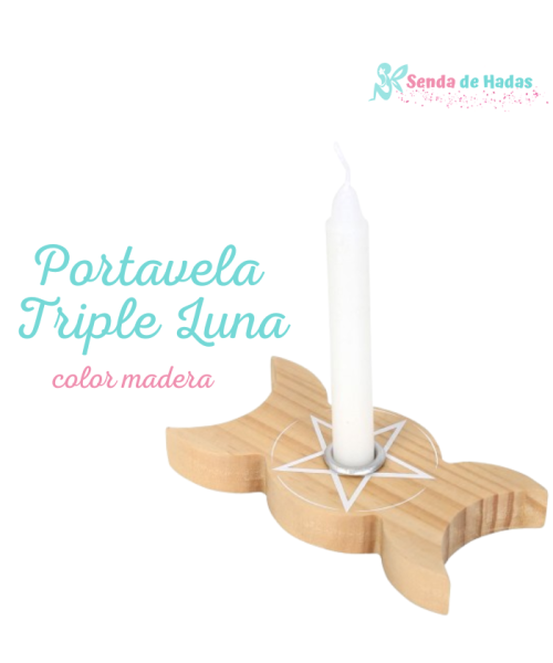 Porta vela Triple Luna madera