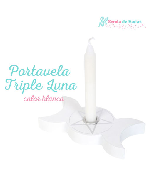 Porta vela Triple Luna Blanco
