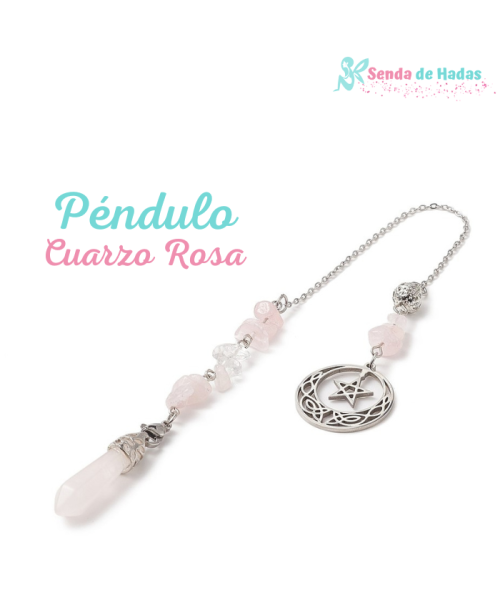 Péndulo Cuarzo Rosa con Pentagrama...