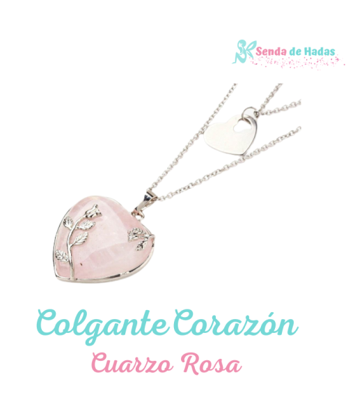Colgante Corazón de cuarzo rosa