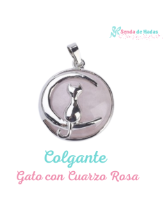 Colgante Gato con Cuarzo Rosa