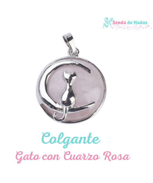 Colgante Gato con Cuarzo Rosa