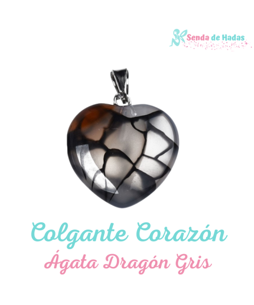 Corazón Mineral Ágata Dragón Gris