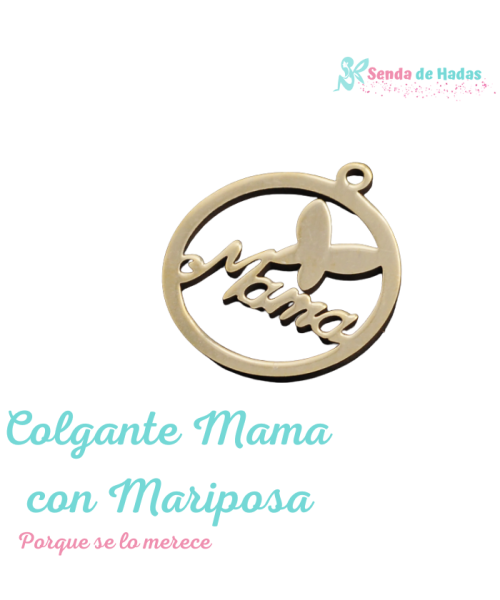 Colgante Mama Con Mariposa Dorado