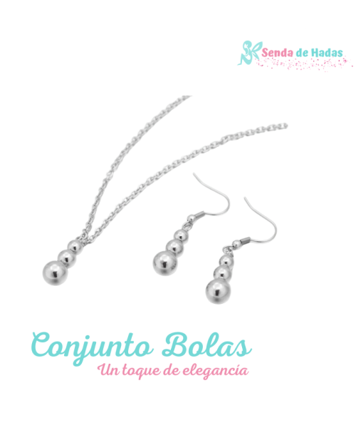 Conjunto colgante y pendientes bolas
