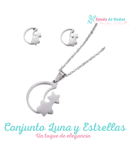 Conjunto Colgante y pendientes luna...