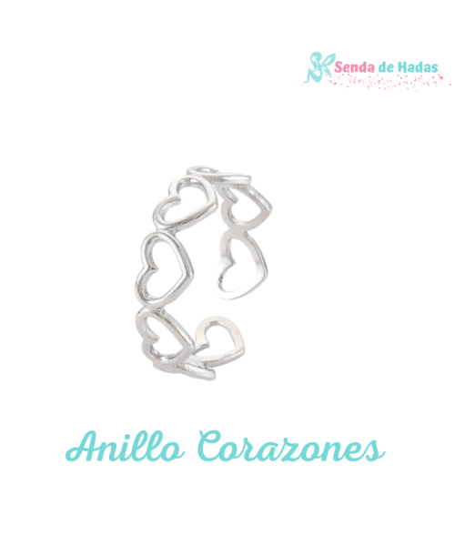 Anillo Corazones, plateado