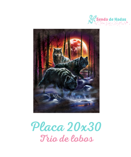 Placa pared Trio de Lobos 20x30