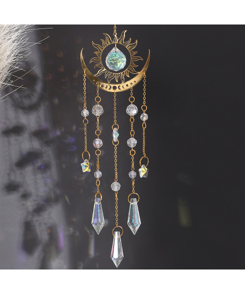 Cristales de Feng Shui Sol / Luna dorado