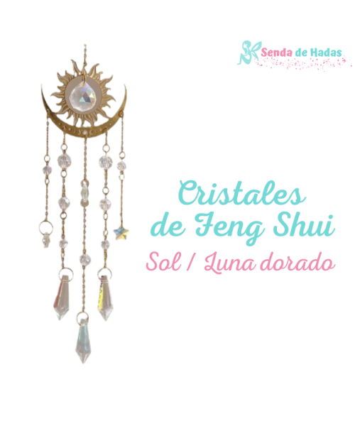 Cristales de Feng Shui Sol / Luna dorado