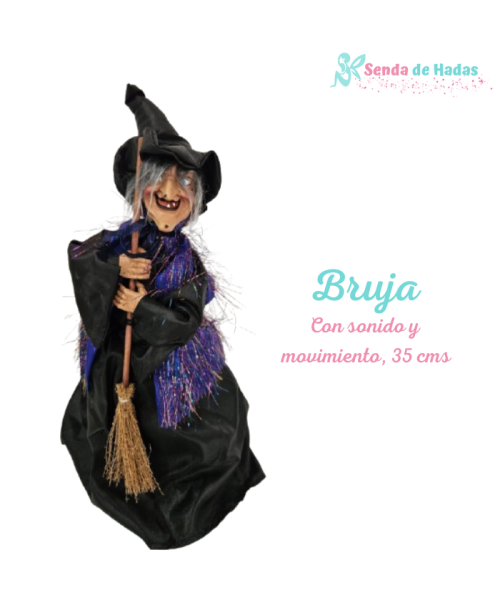 Bruja con sonido y movimiento, 35 cms