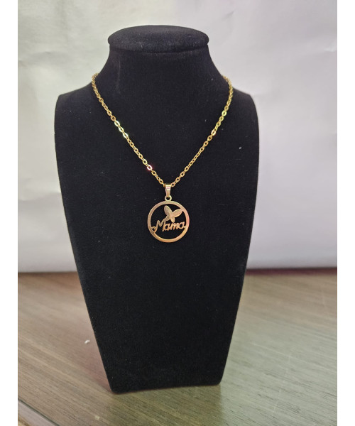 Colgante Mama Con Mariposa Dorado