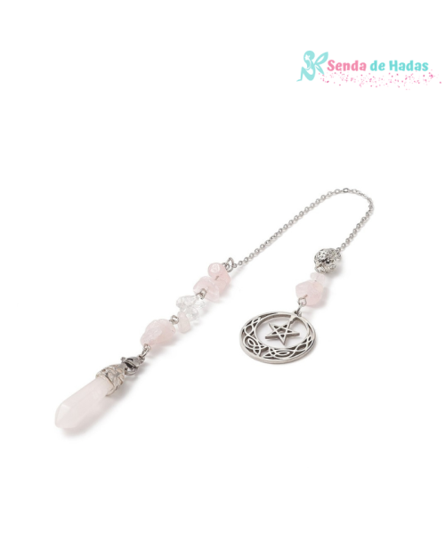 Péndulo Cuarzo Rosa con Pentagrama...